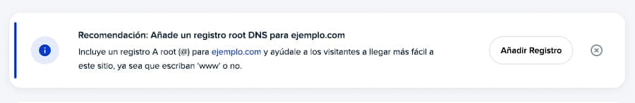 notificaciones personalizadas para dominios alojados en DreamHost sobre registros de acompañamiento faltantes
