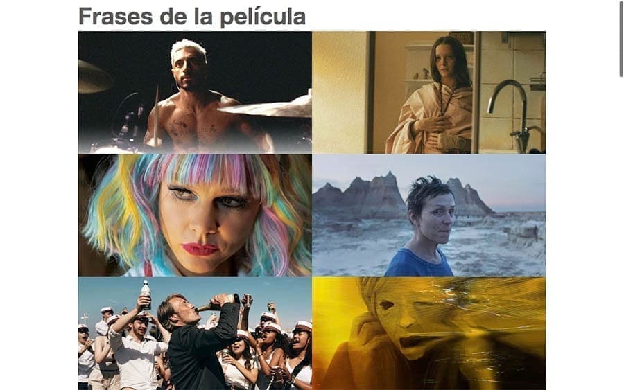 Frases da página inicial do filme