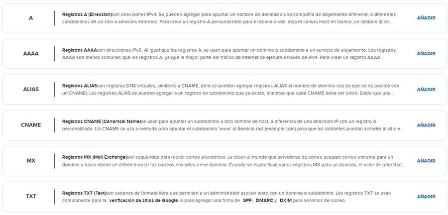 Descripciones de DNS mejoradas e el panel de DreamHost