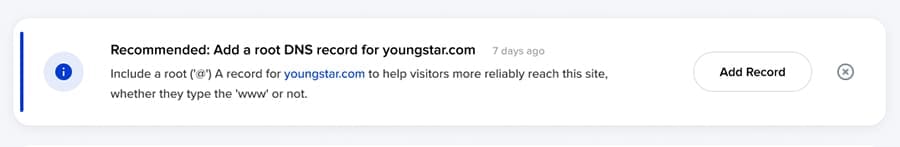 Notifications de domaine DreamHost pour les enregistrements compagnons manquants