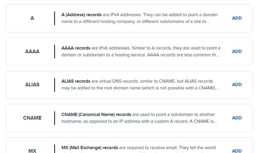 DreamHost améliore les descriptions des enregistrements DNS