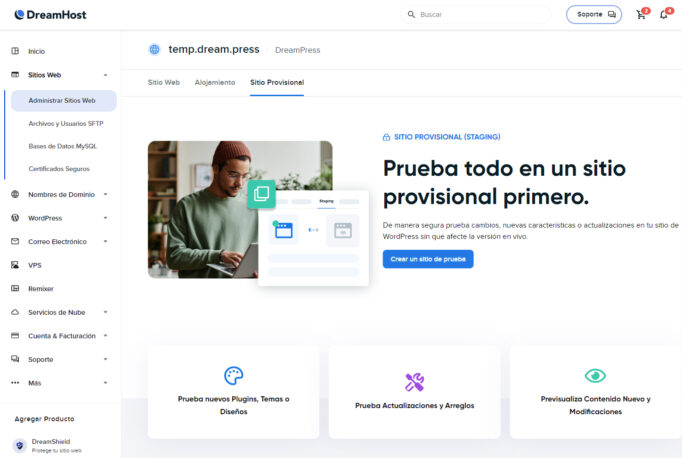 Actualizaciones de Productos: DreamPress Es Ahora Parte de “Administrar Sitios Web”