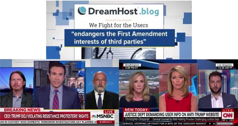 Un collage des apparitions de DreamHost dans les actualités