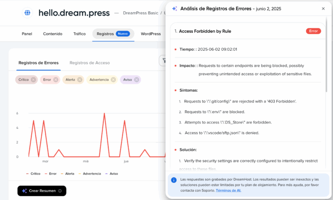 Ya disponible: Registros de errores y accesos en tu panel